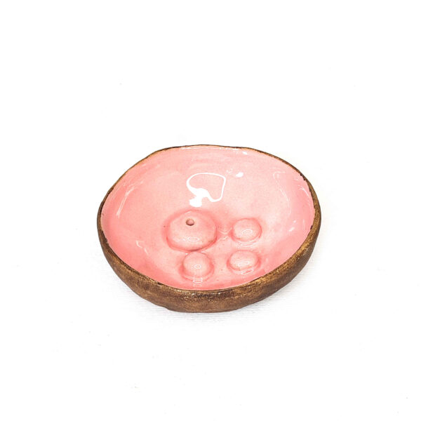 Handmade Pottery Incense Holder – Pink Bowl Design