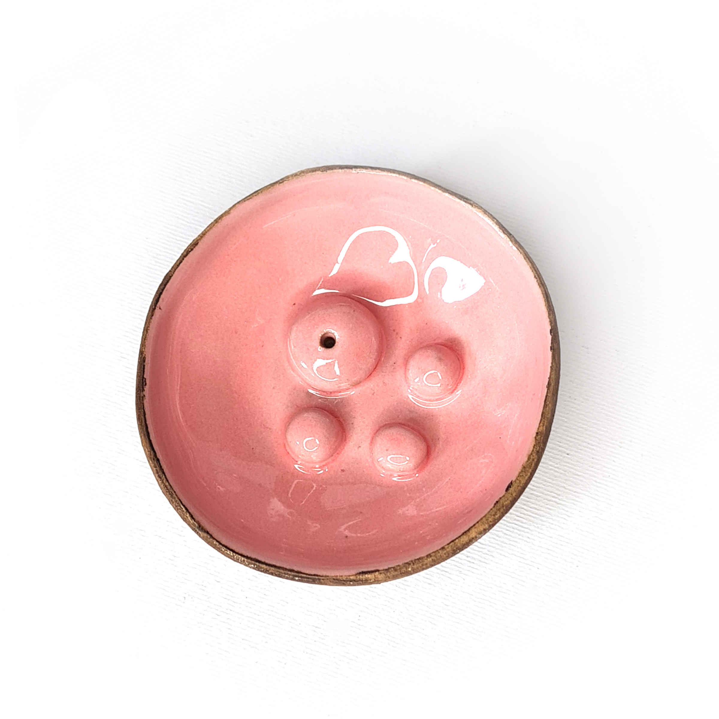 Handmade Pottery Incense Holder – Pink Bowl Design