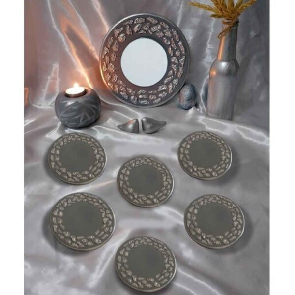 Elegant Pottery Haft-seen Set with Mirror for Nowruz
