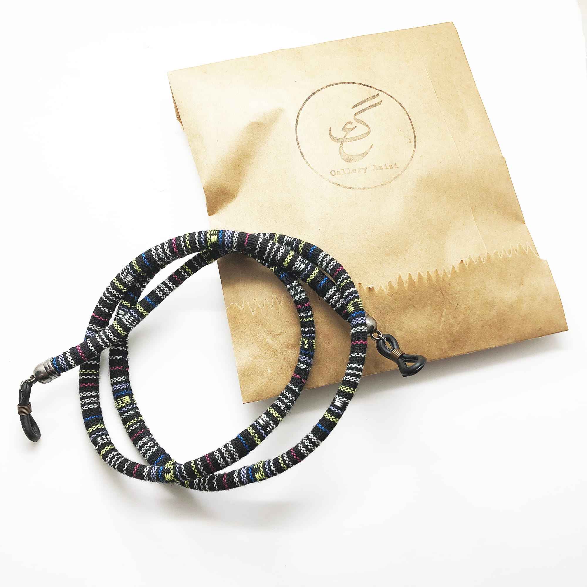 Glasses Strap – Black Striped Design