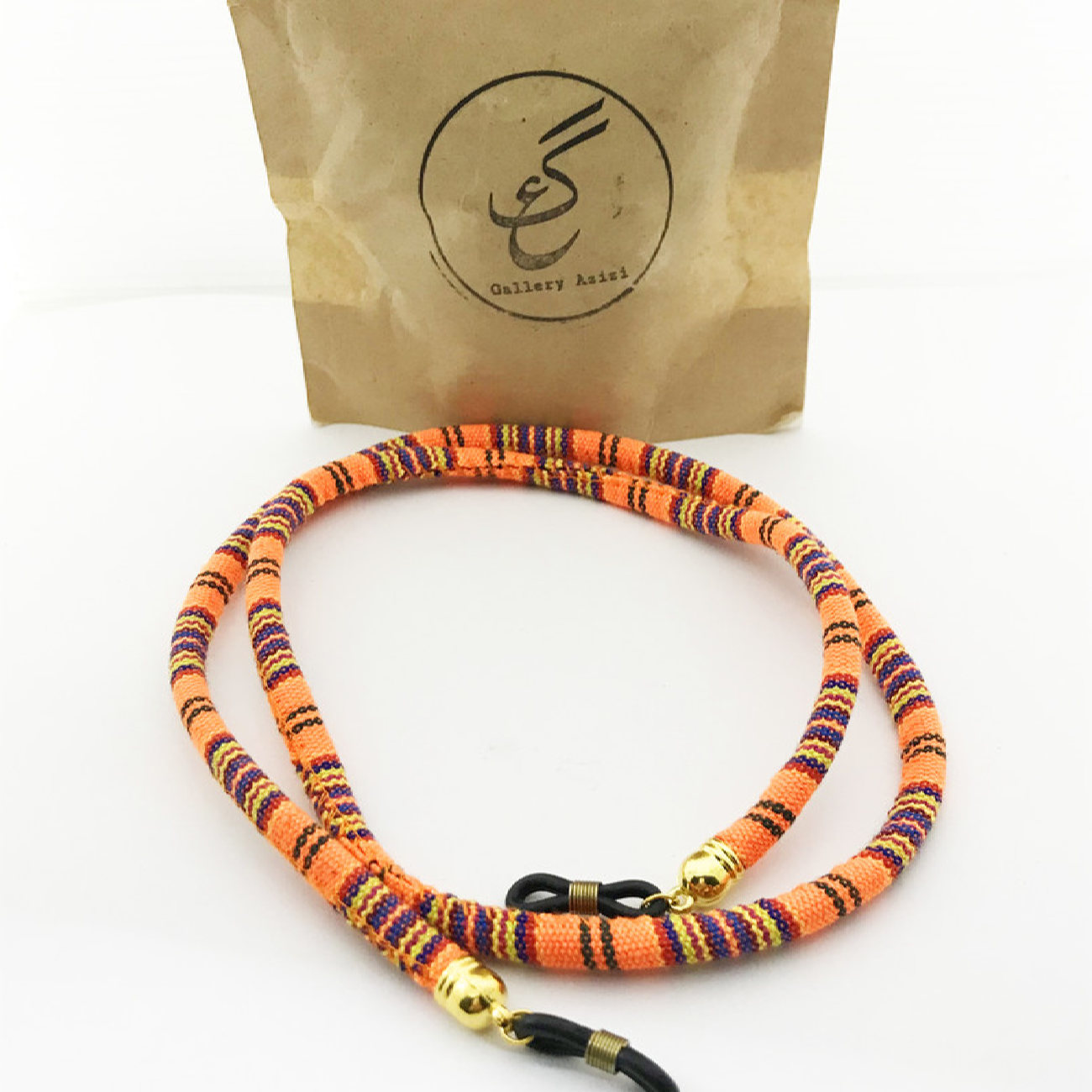 Glasses Strap – Orange Traditional Design