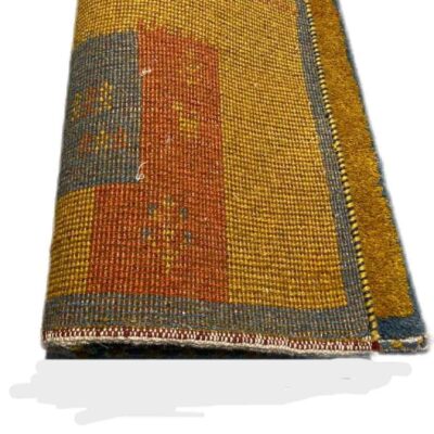 Persian Gabbeh Wool Rug Handwoven in Fars Yellow Floral