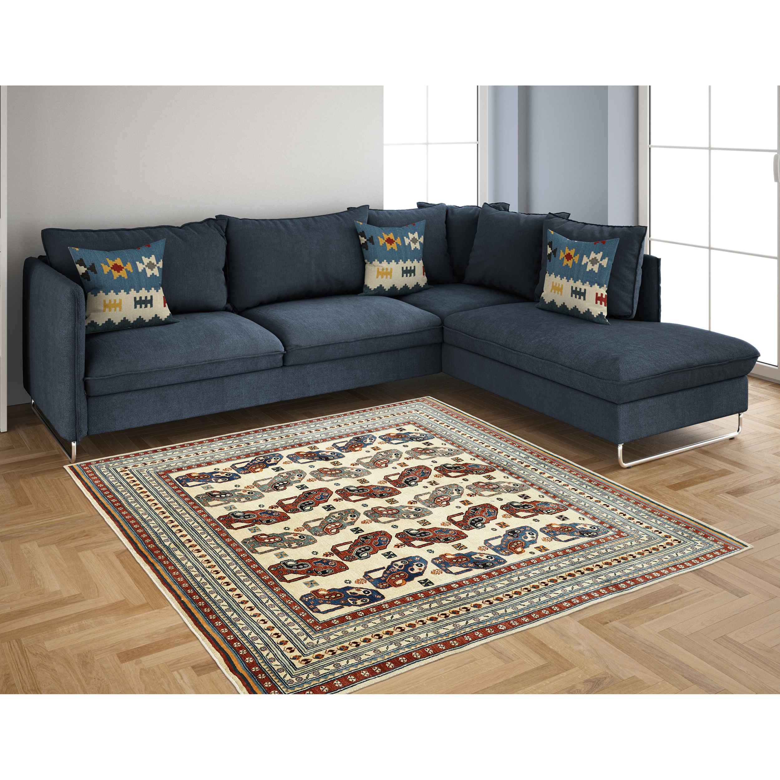 Genuine Genuine Persian Gabbeh Wool Rug Handwoven Bordered