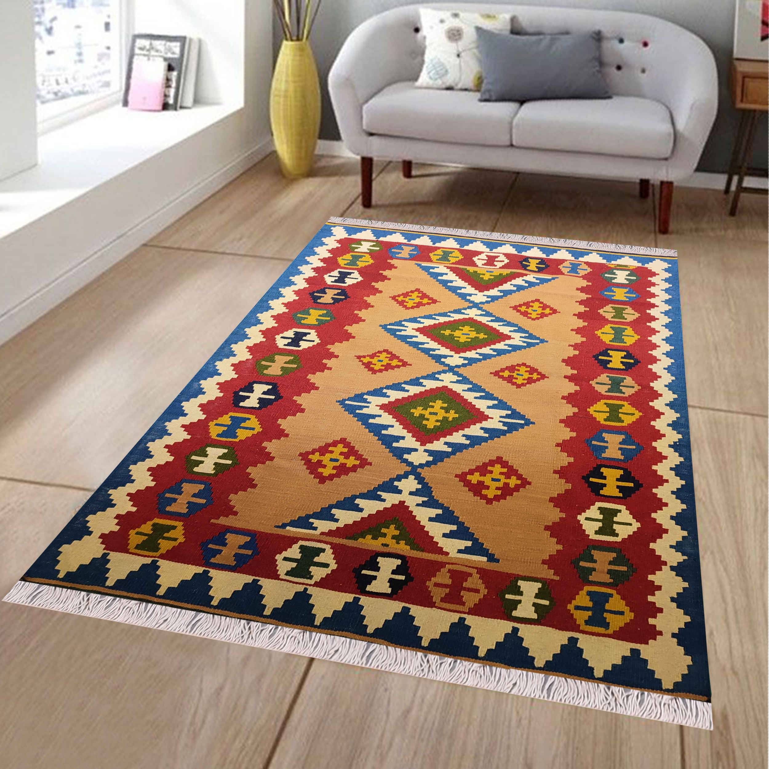Genuine Persian Wool Kilim Rug Handwoven in Tabriz Tribal