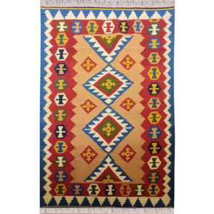 Genuine Persian Kilim Rug with Wool Handwoven in Tabriz Tribal