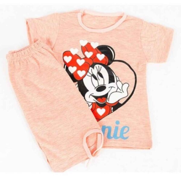 Girl's T-Shirt & Shorts Set with Minnie Mouse Design