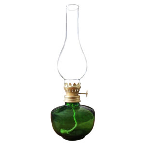 Glass Kerosene Oil Lamp Vintage Design in Green