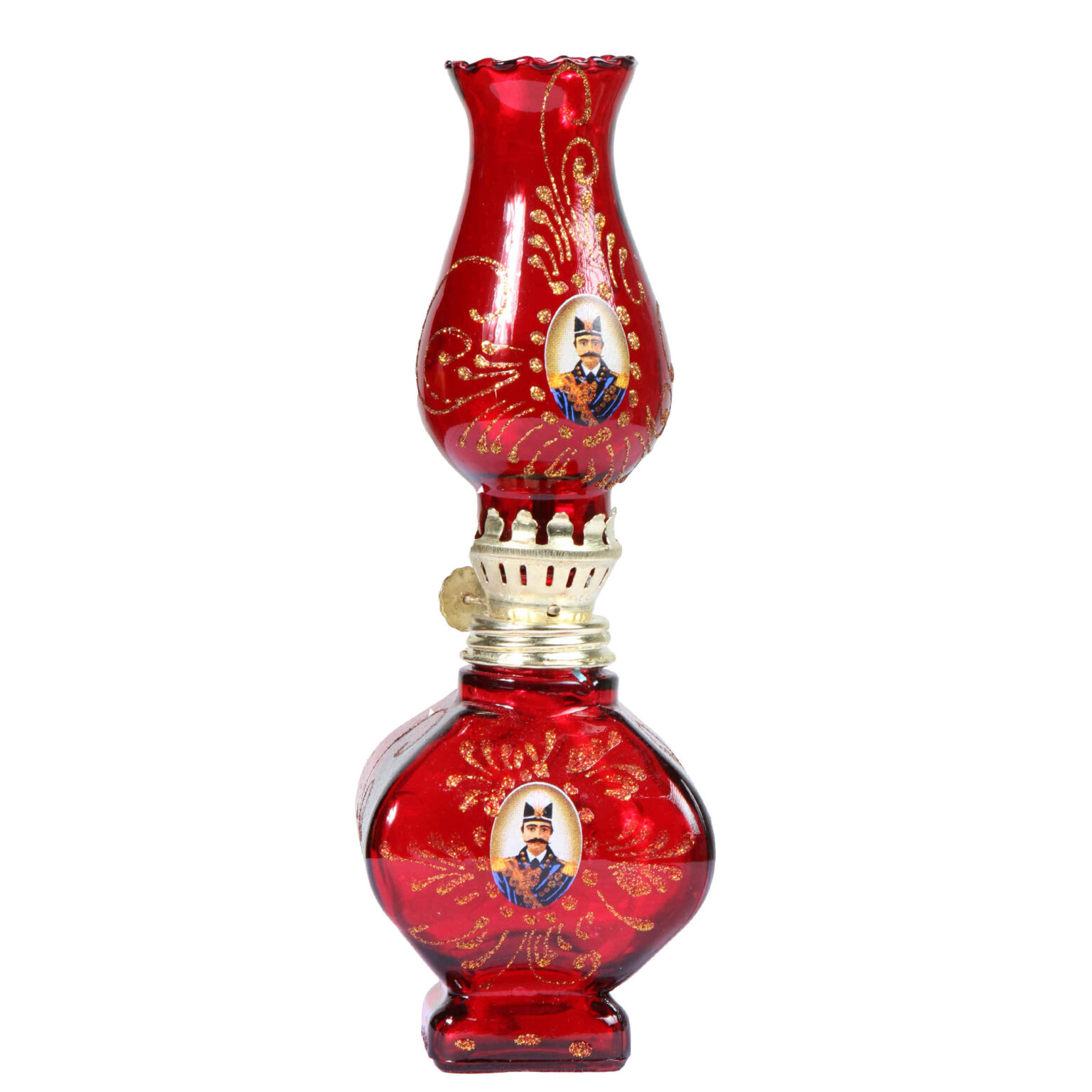 Glass Kerosene Oil Lamp with Persian Shah Abbasi Design ShopiPersia