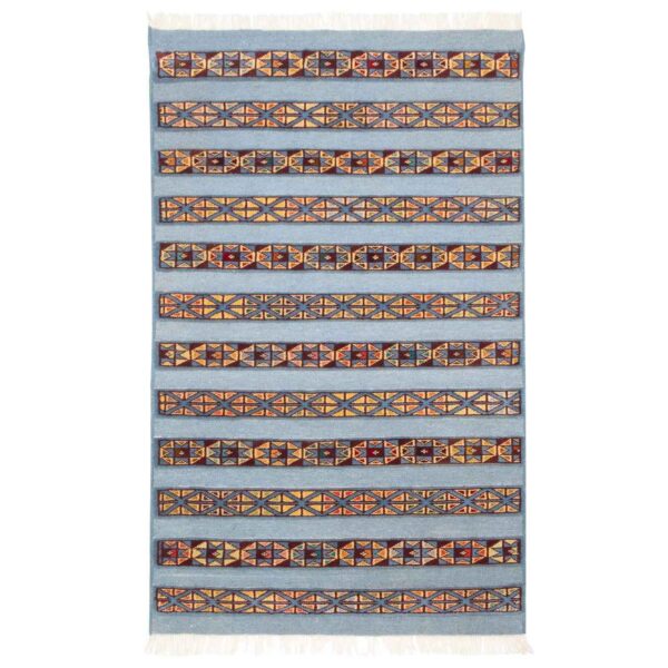 Authentic Persian Wool Kilim Rug Handwoven in Golestan Blue