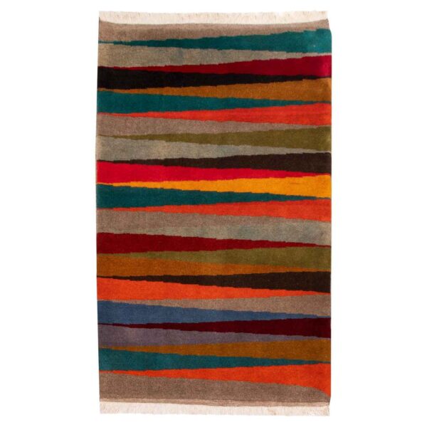 Original Genuine Persian Gabbeh Wool Rug Handwoven Striped