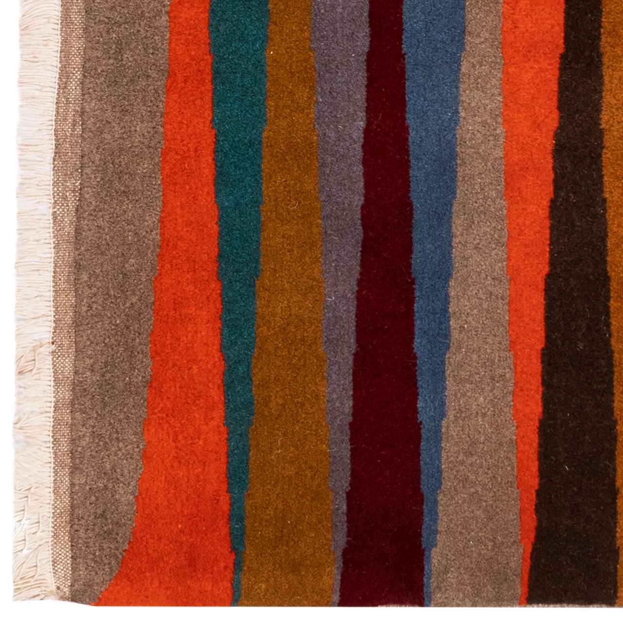 Original Genuine Persian Gabbeh Wool Rug Handwoven Striped
