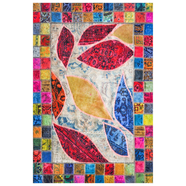 Persian Hand-Knotted Patchwork Carpet Barg Riz