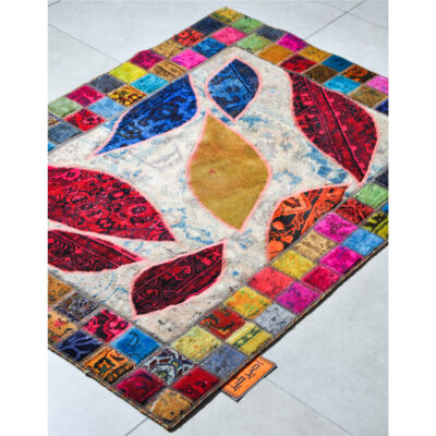 Persian Hand-Knotted Patchwork Carpet Barg Riz