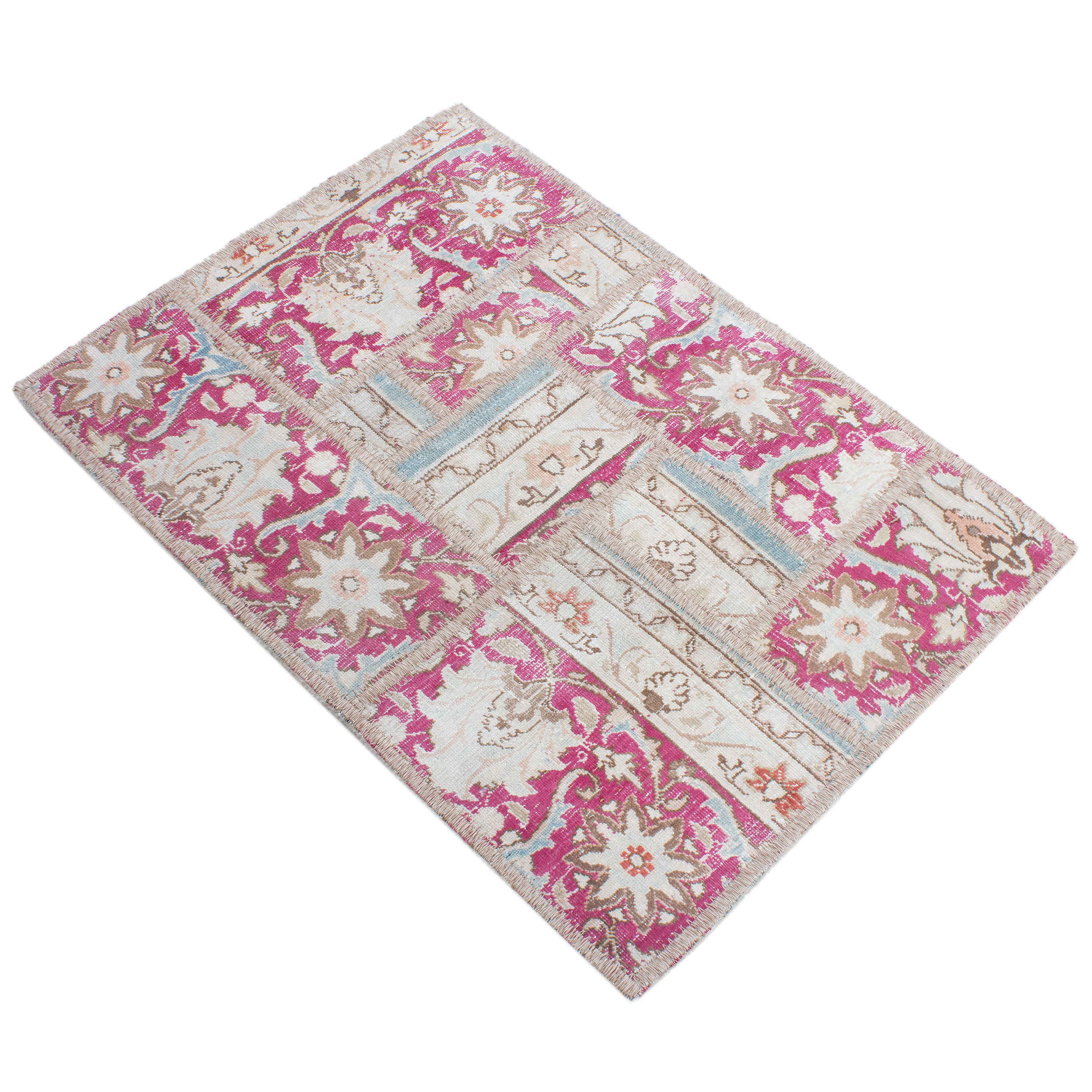 Vintage Persian Hand-Knotted Patchwork Carpet Mahiya