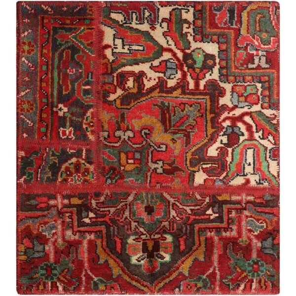 Vintage Persian Hand-Knotted Patchwork Carpet Baharan