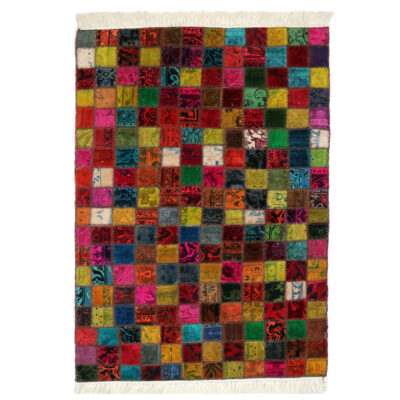 Vintage Persian Hand-Knotted Patchwork Carpet Quadrilateral