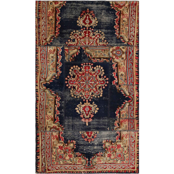 Vintage Persian Hand-Knotted Patchwork Carpet Saltanat