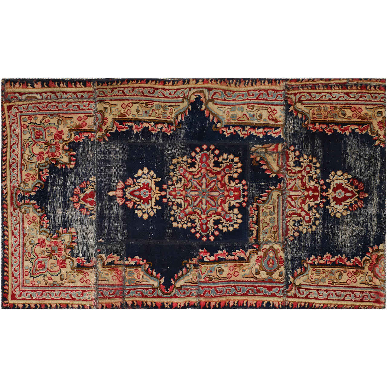 Vintage Persian Hand-Knotted Patchwork Carpet Saltanat