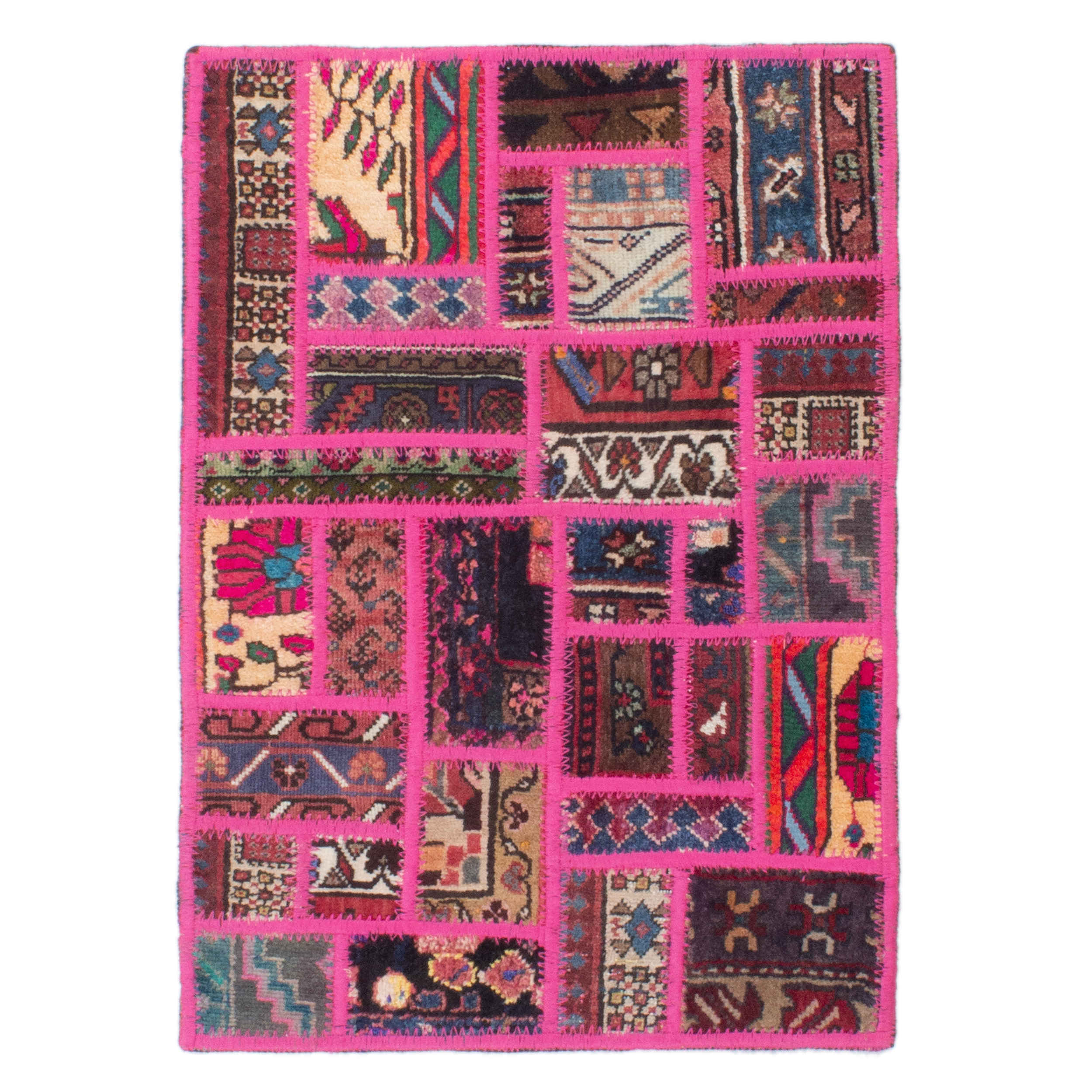 Vintage Persian Hand-Knotted Patchwork Carpet Zinat