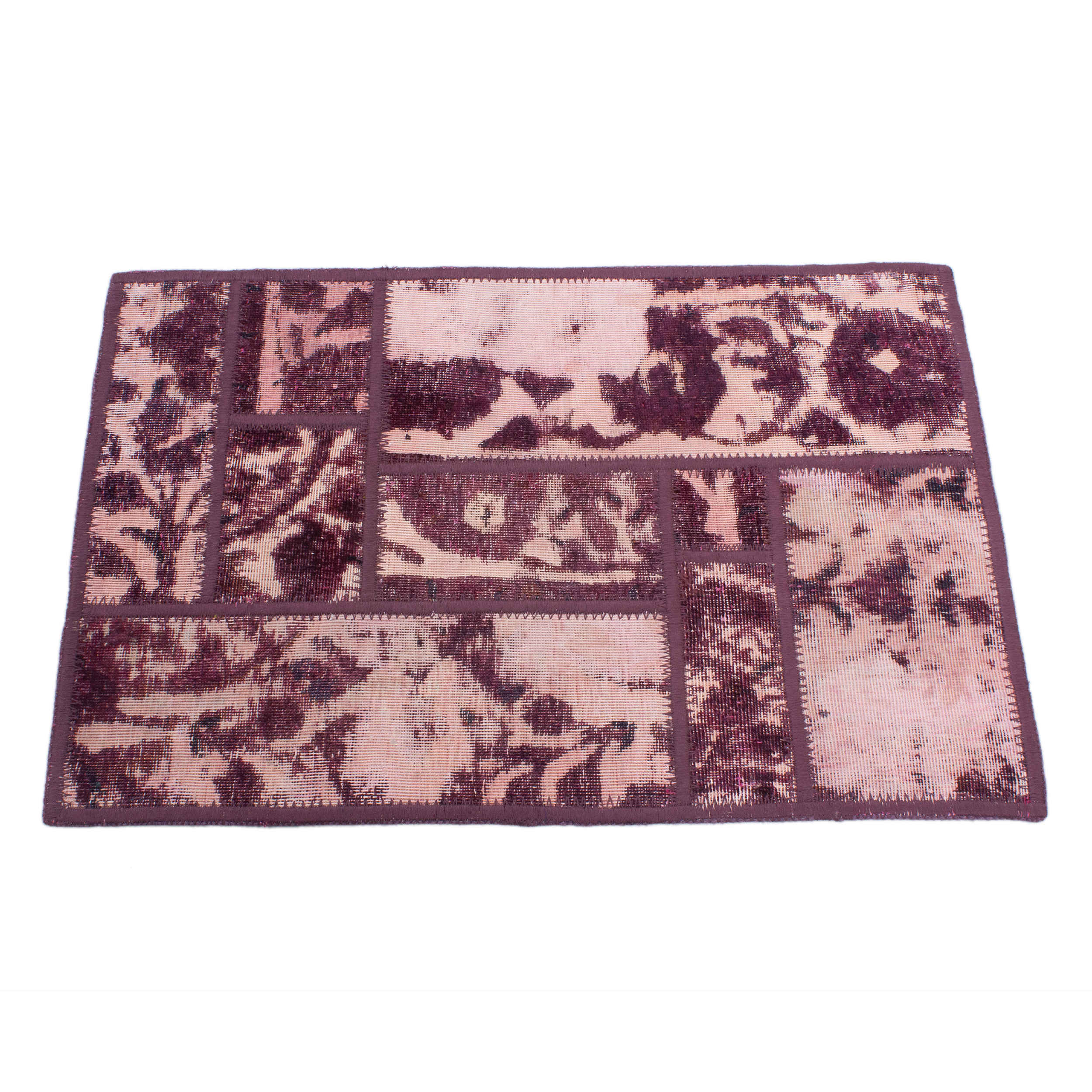 Vintage Persian Hand-Knotted Patchwork Carpet Violet
