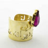 Persian Brass Signet Ring with Amethyst for Women
