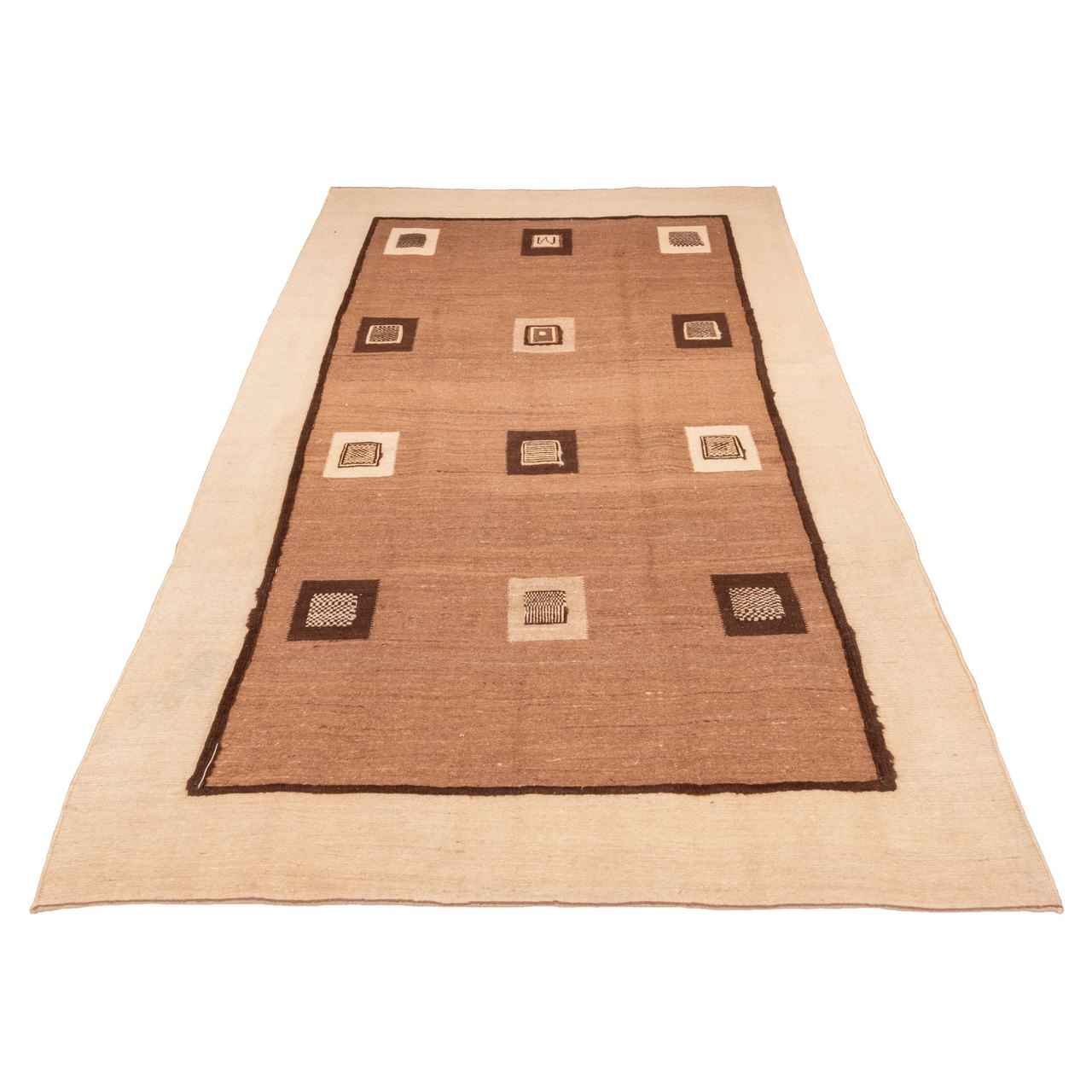 Authentic Persian Wool Kilim Rug Handwoven in Fars Brown