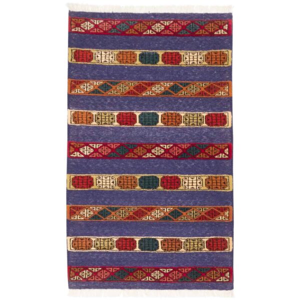 Authentic Persian Wool Kilim Rug in Golestan Blue