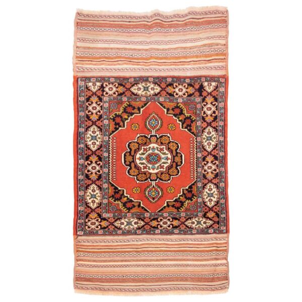 Genuine Persian Wool Kilim Rug Handwoven in Ghoochan Medallion