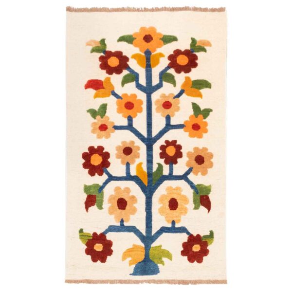 Authentic Persian Wool Kilim Rug Handwoven in Kerman Flowers