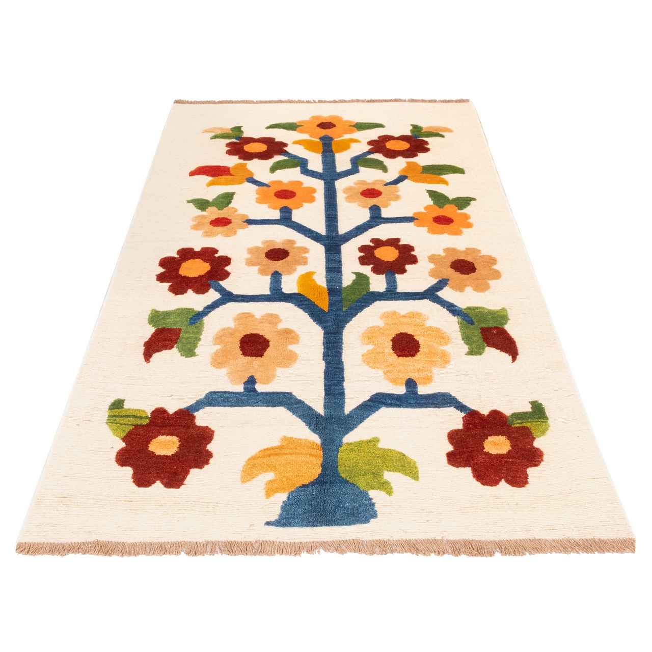 Authentic Persian Wool Kilim Rug Handwoven in Kerman Flowers
