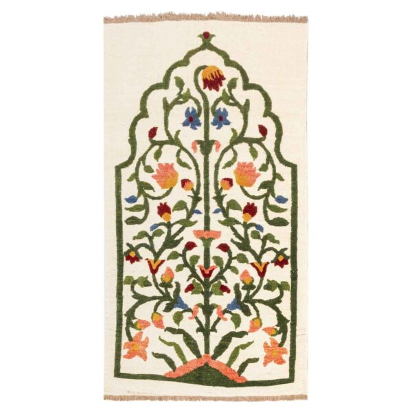 Authentic Persian Wool Kilim Rug Handwoven in Kerman Floral