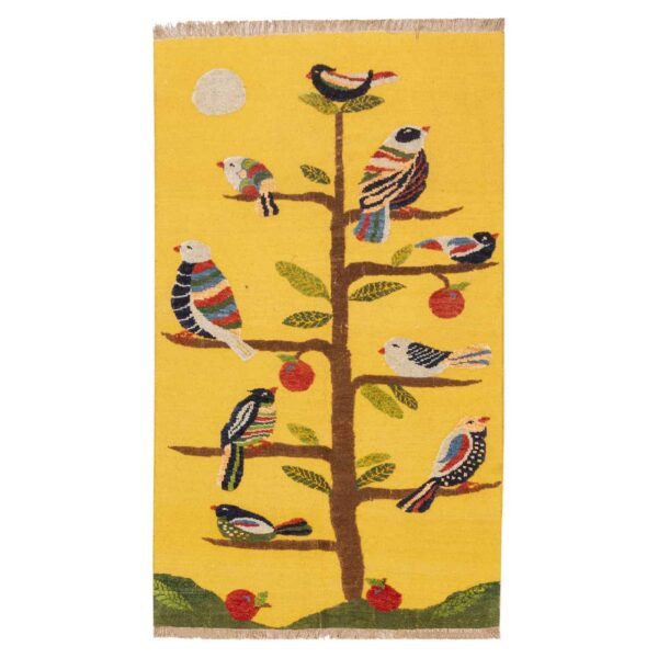 Authentic Persian Wool Kilim Rug Handwoven in Kerman Bird
