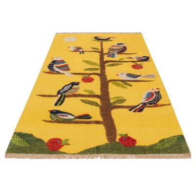 Authentic Persian Wool Kilim Rug Handwoven in Kerman Bird