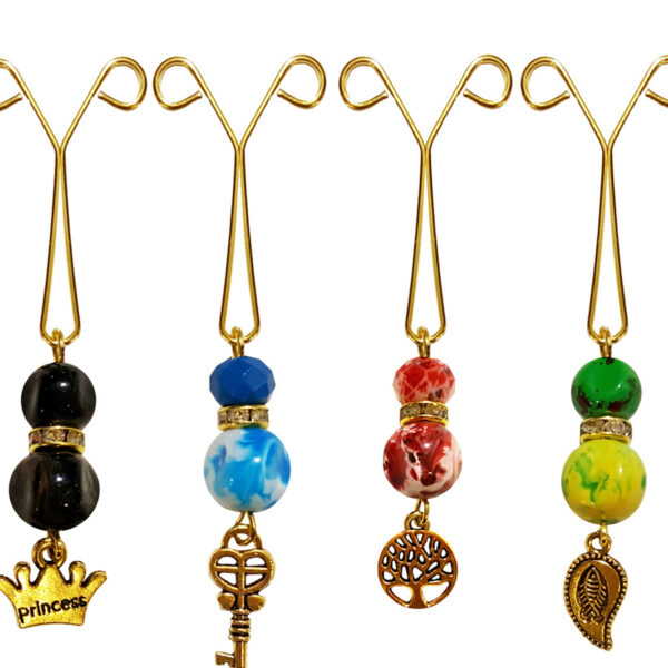 Hijab U Clips Set for Muslim Women Colorful Beaded Design (4 pcs)