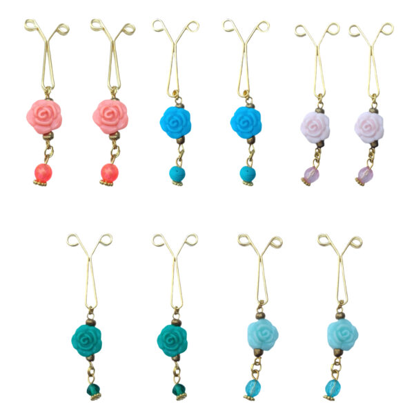 Hijab U Clips Set for Muslim Women With Flower Pendant (10 pcs)