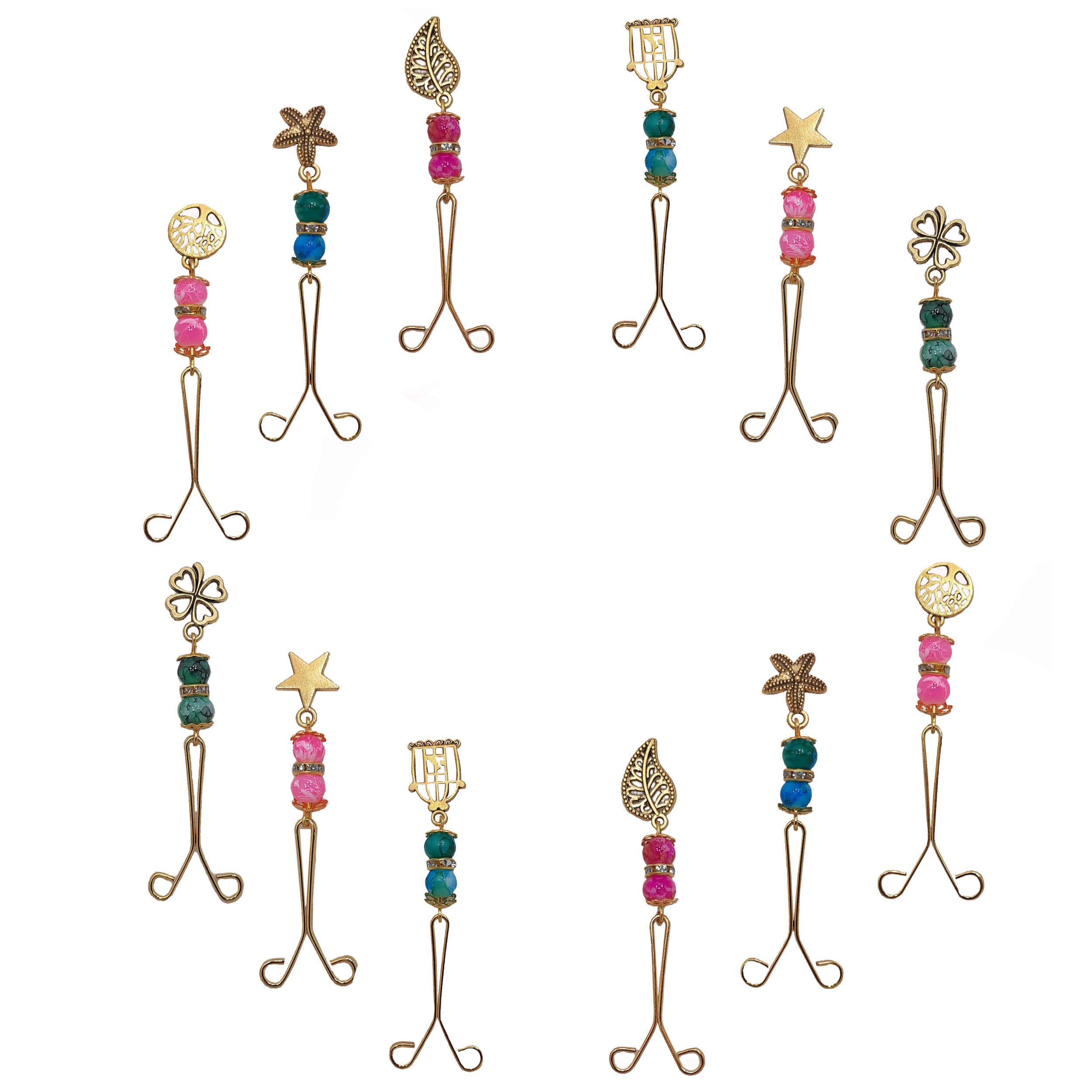 Hijab U Clips for Muslim Women Headscarf with Pendant (12 pcs)