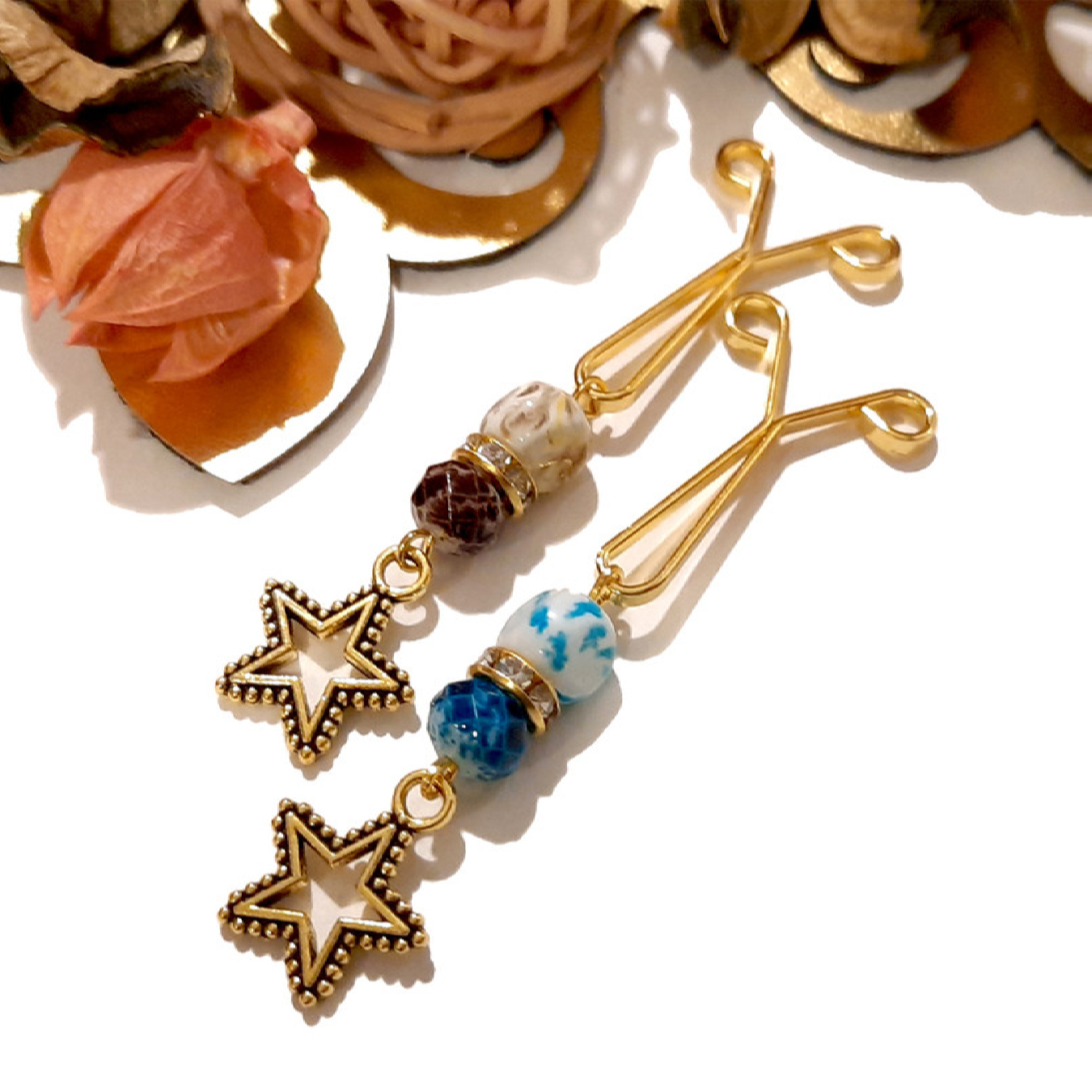 Hijab U Clips for Muslim Women Headscarf with Star Pendant (4 pcs)