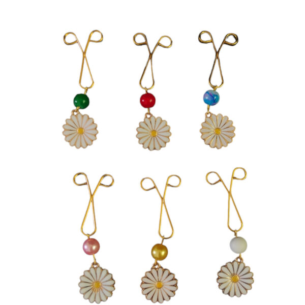 Hijab U Clips for Muslim Women with Chamomile Pendant (6 pcs)