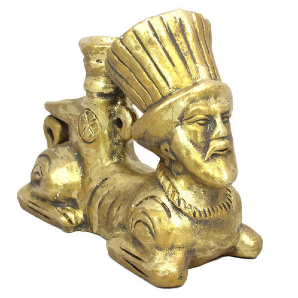 Handcrafted Golden Pottery Incense Sculpture – Sphinx Design