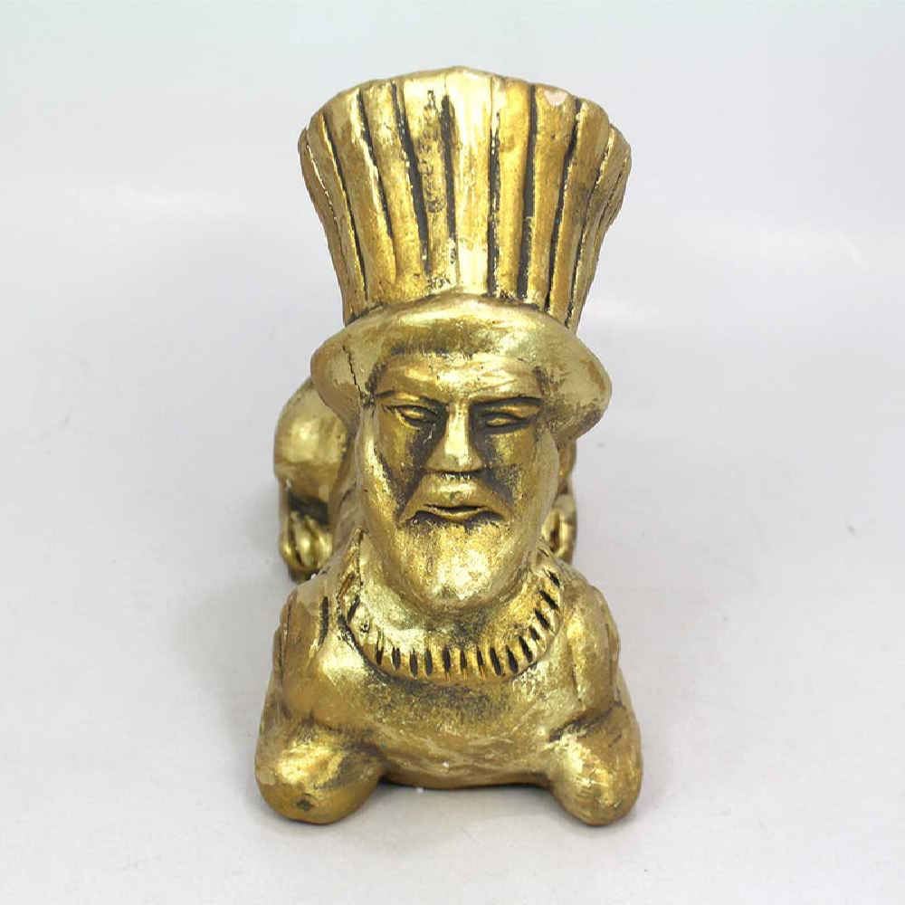 Handcrafted Golden Pottery Incense Sculpture – Sphinx Design