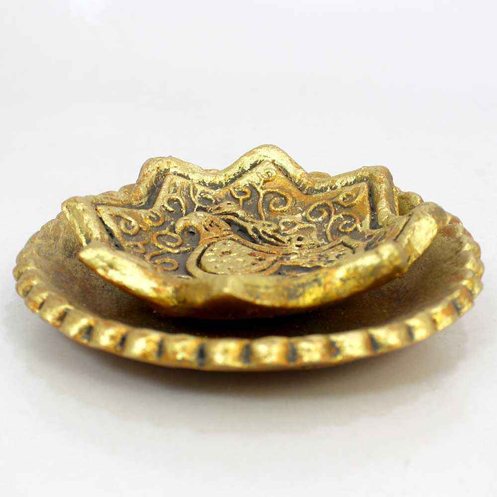 Handcrafted Golden Pottery Incense Holder – Bird Design