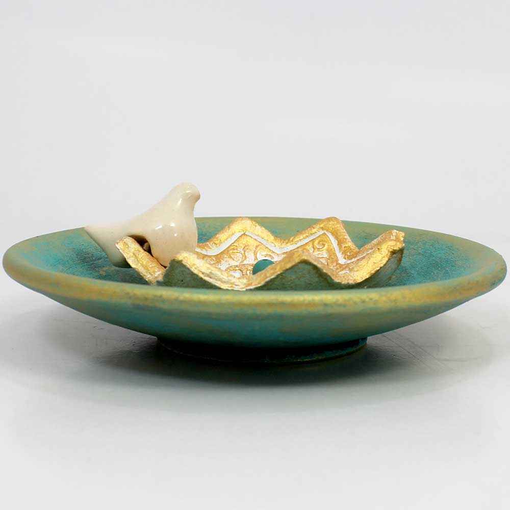 Handcrafted Pottery Incense Holder – Bird Design