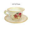 Handcrafted Pottery Incense Holder – Flowers Cup & Saucer Design