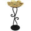 Pottery Incense Holder – Flower Design with Black Metal Base