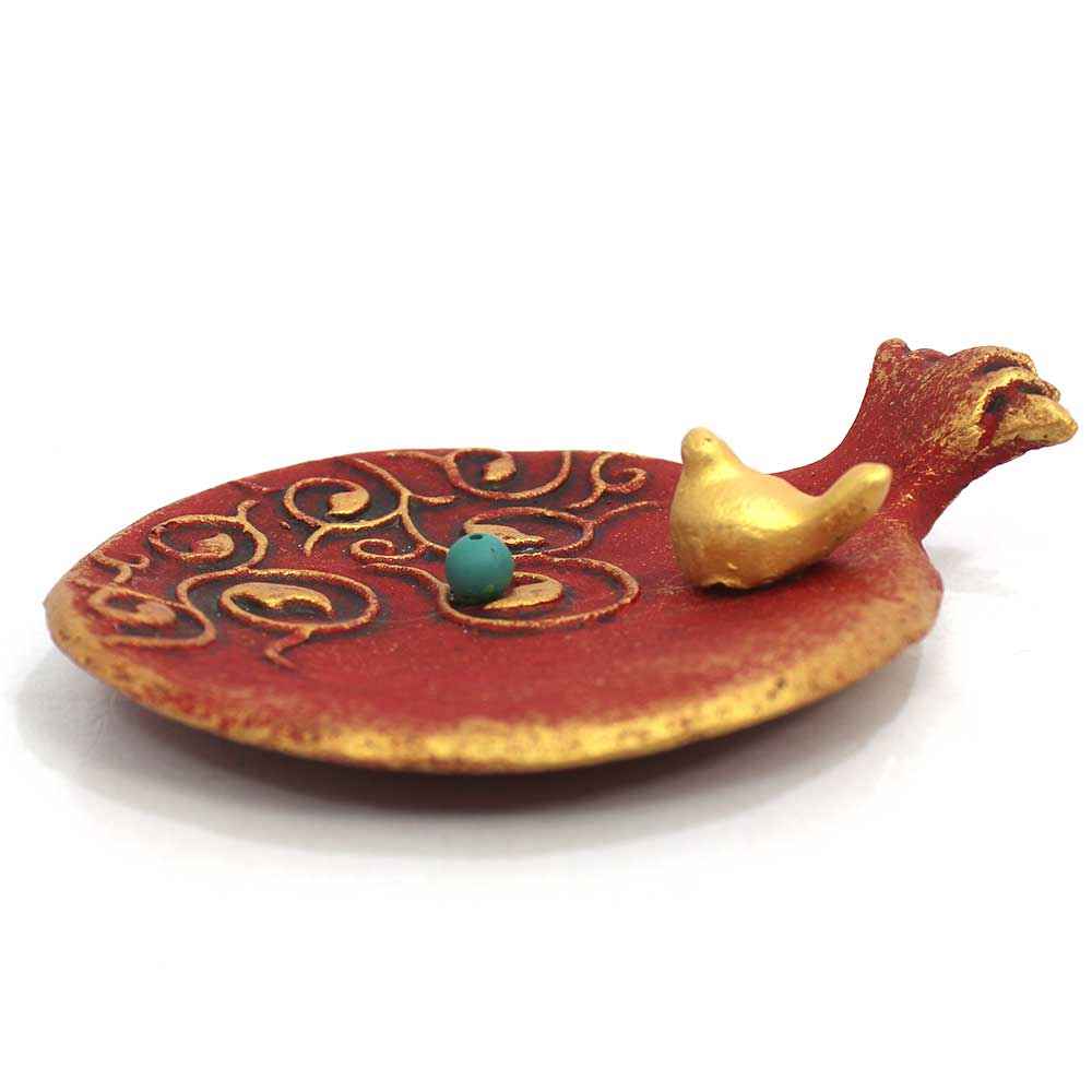 Persian Handcrafted Pottery Incense Holder – Pomegranate & Bird Design