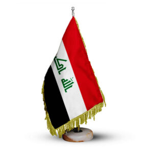 Iraq Office Desk & Table Flag with Stone Base