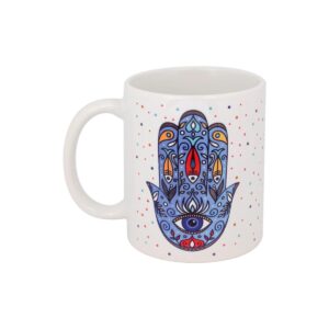 Islamic Ceramic Coffee Mug – Hamsa Hand of Fatima Pattern
