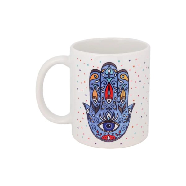 Islamic Ceramic Coffee Mug - Hamsa Hand of Fatima Pattern