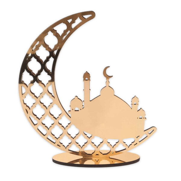 Islamic Acrylic Table Top Candle Holder with Ramadan & Crescent Moon Design