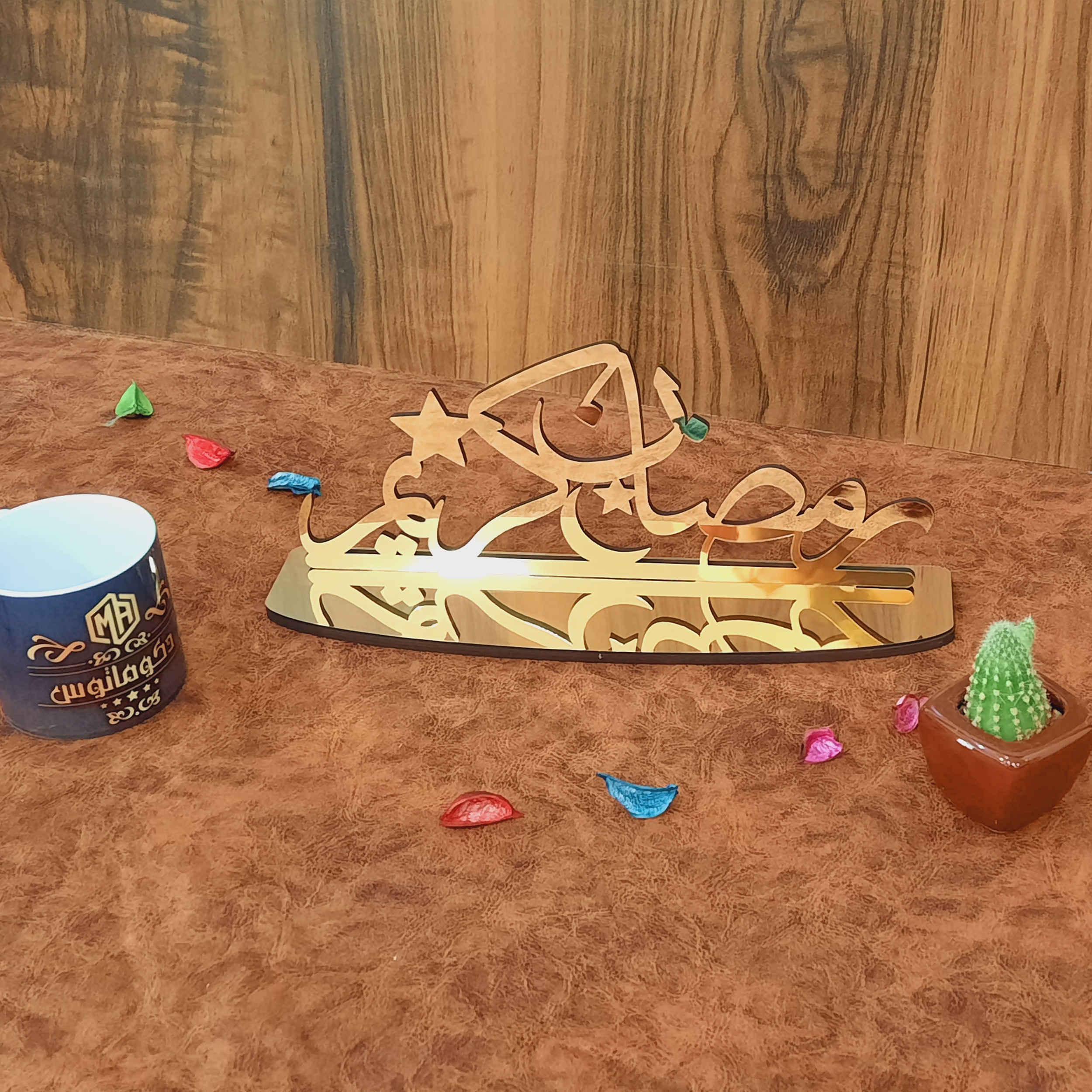 Islamic Acrylic Table Top Candle Holder with Ramadan Kareem Design